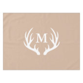 Rustic Elegance White Deer Antlers Monogram Tafelkleed (Voorkant (Horizontaal))