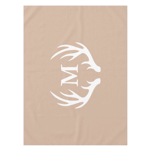 Rustic Elegance White Deer Antlers Monogram Tafelkleed (Voorkant)