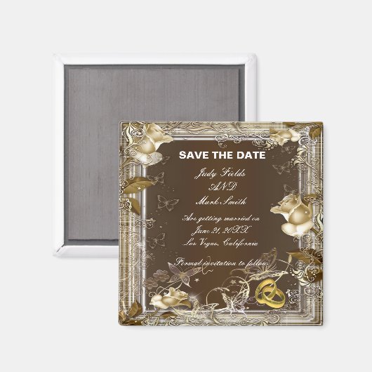 Rustic Elegance White Rose bewaar de datum magneet (Voorkant / Achterkant)