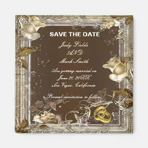 Rustic Elegance White Rose bewaar de datum magneet