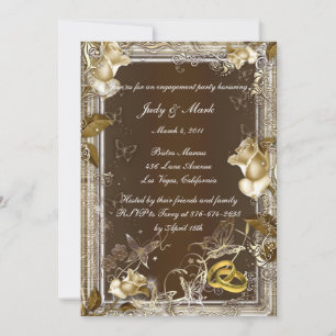 Rustic Elegance White Rose Engagement Invitation