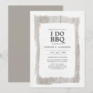 Rustic Elegant Barnwood I DO BBQ Engagement Party Kaart