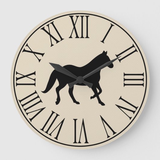 Rustic Elegant Black Horse Silhouette Grote Klok (Voorkant)