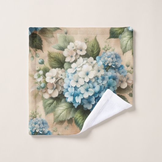 Rustic Elegant Blue Hydrangea Floral  (Gant de toilette)