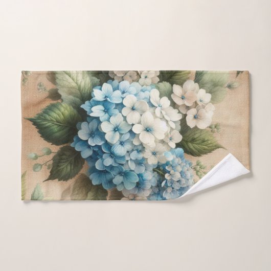 Rustic Elegant Blue Hydrangea Floral  (Serviette à main)