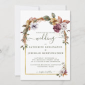 Rustic Elegant Boho Floral Arch Wedding Kaart (Voorkant)