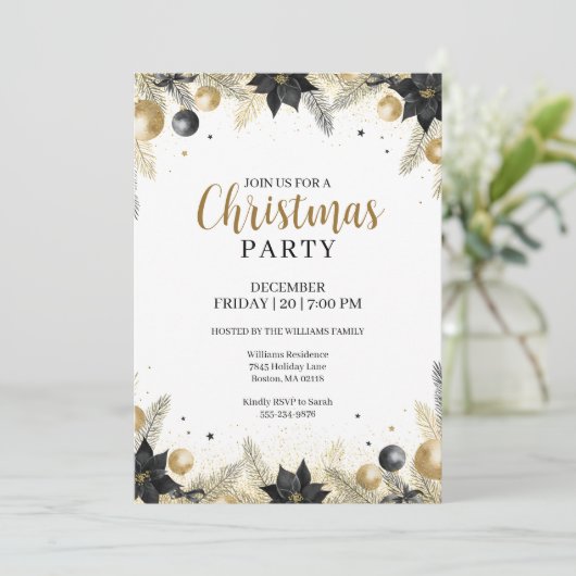 Rustic Elegant Christmas Wreath Invitation (Debout devant)
