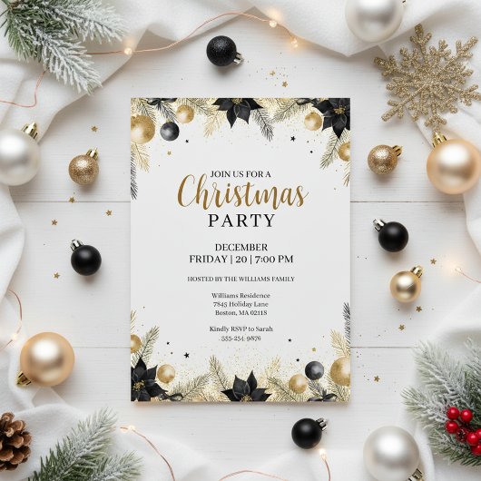 Rustic Elegant Christmas Wreath Invitation Kaart