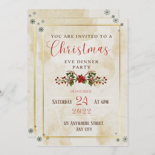 Rustic Elegant de noël soirée invitation (Devant / Derrière)