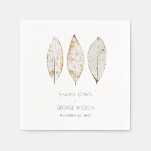 Rustic Elegant Dry Vein Gold Rust Leaves Wedding Servet