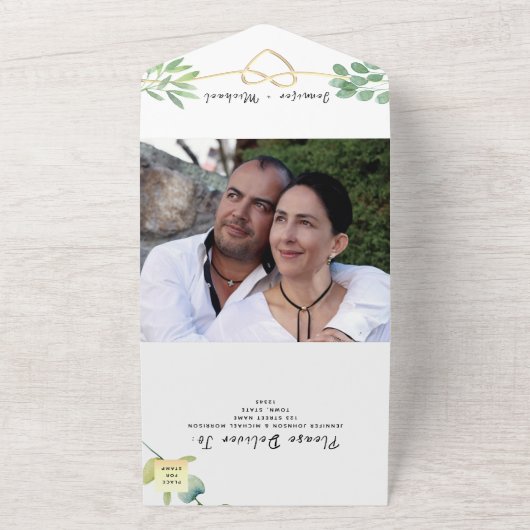 Rustic Elegant Eucalyptus Greenery Weddenschap All In One Uitnodiging (Buitenkant)