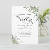 Rustic Elegant Eucalyptus Leaves Greenery Wedding Kaart (Staand voorkant)