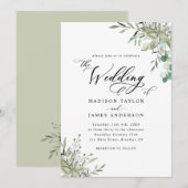 Rustic Elegant Eucalyptus Leaves Greenery Wedding Kaart (Voorkant / Achterkant)