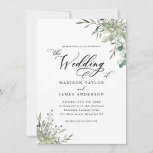 Rustic Elegant Eucalyptus Leaves Greenery Wedding Kaart