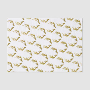 Rustic Elegant Faux Glitter Gold Deer Antlers Tissuepapier