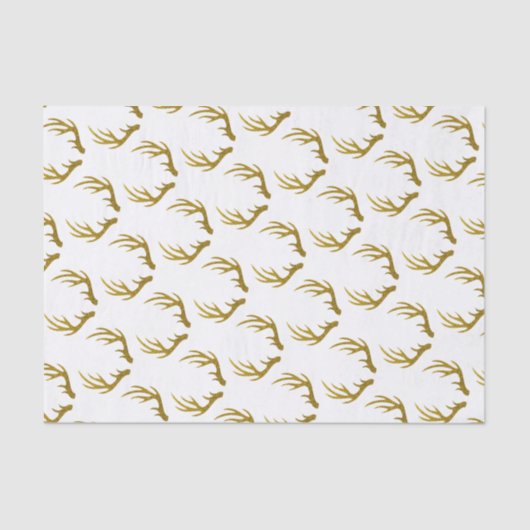 Rustic Elegant Faux Glitter Gold Deer Antlers Tissuepapier (Voorkant)