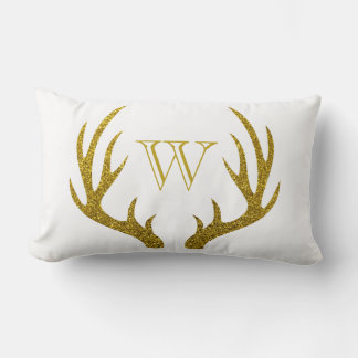 Rustic Elegant Faux Gold Glitter Antlers & Tracks Kussen