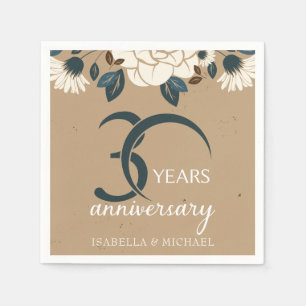 Rustic Elegant Floral 30th Wedding Jubileum Servet
