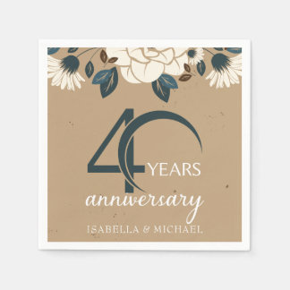 Rustic Elegant Floral 40th Wedding Jubileum Servet
