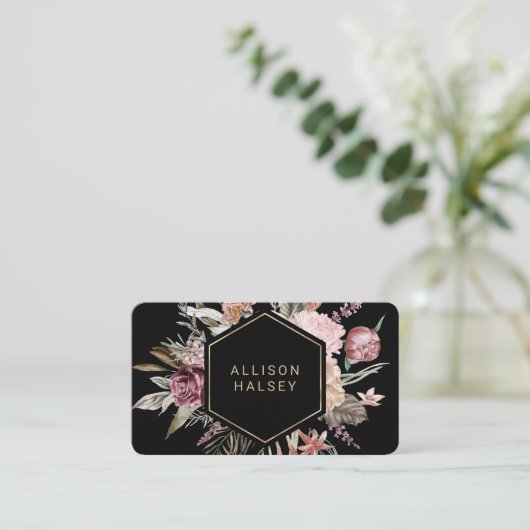 Rustic Elegant Floral met Geometrisch Lijst Visitekaartje (Staand voorkant)