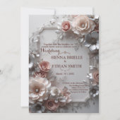 Rustic Elegant Floral Wedding Invitation Kaart (Voorkant)