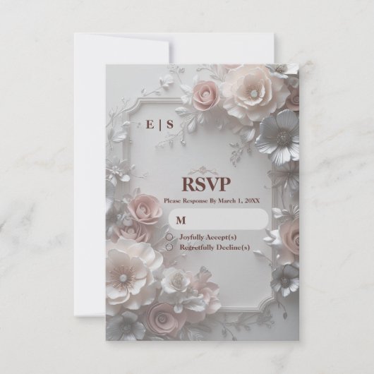 Rustic Elegant Floral Wedding RSVP Card (Devant)