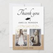 Rustic Elegant Gold Ornament 2 Foto Afstuderen Bedankkaart (Voorkant)