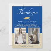 Rustic Elegant Gold Ornament 2 Foto Afstuderen Bedankkaart (Voorkant)