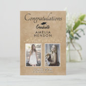 Rustic Elegant Gold Ornament 2 Foto Afstuderen Kaart (Staand voorkant)