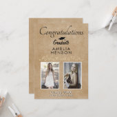 Rustic Elegant Gold Ornament 2 Foto Afstuderen Kaart (Voorkant / Achterkant in situ)