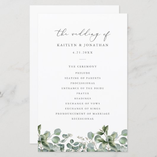 Rustic Elegant Greenery Eucalyptus Wedding (Voorkant / Achterkant)