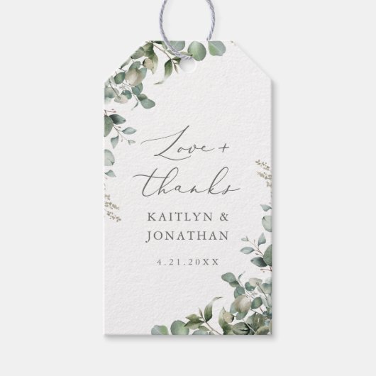 Rustic Elegant Greenery Eucalyptus Wedding Cadeaulabel (Voorkant)