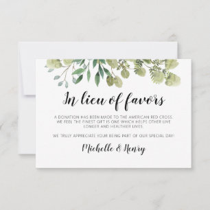 Rustic Elegant Greenery in Lieu of Favors Kaart Notitiekaartje