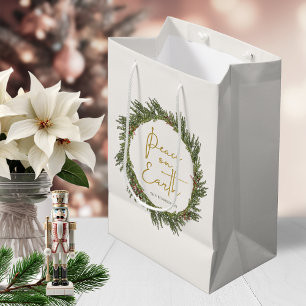 Rustic Elegant Kerstmis Wreater Peace on Earth Medium Cadeauzakje
