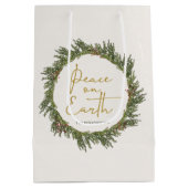 Rustic Elegant Kerstmis Wreater Peace on Earth Medium Cadeauzakje (Achterkant)