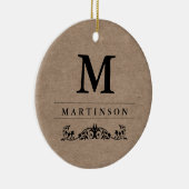 Rustic Elegant Kraft Paper Monogram met Vlaams Keramisch Ornament (Rechts)