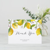 Rustic Elegant Lemon Fête des mariées Merci Cartes (Debout devant)