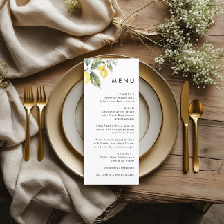 Rustic Elegant Minimal Lemon Garden Wedding Menu
