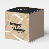 Rustic Elegant  Monogram Burlap Wedding Bedankdoosjes (Voorkant Zijde)