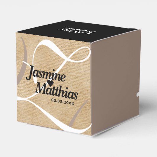 Rustic Elegant  Monogram Burlap Wedding Bedankdoosjes (Achterkant)