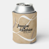 Rustic Elegant Monogram Burlap Wedding Blikjeskoeler (Blikje Achterkant)