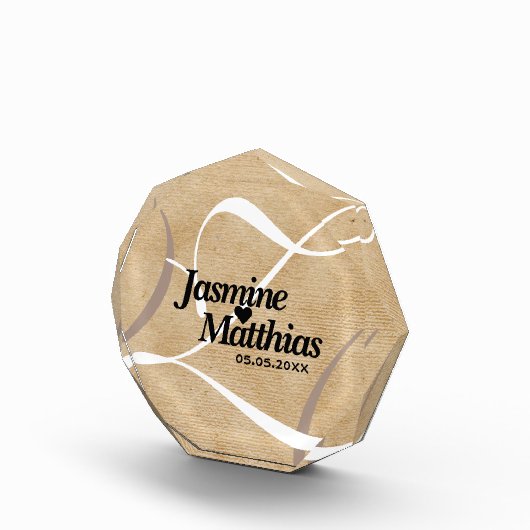 Rustic Elegant  Monogram Burlap Wedding Fotoblokken (Rechts)