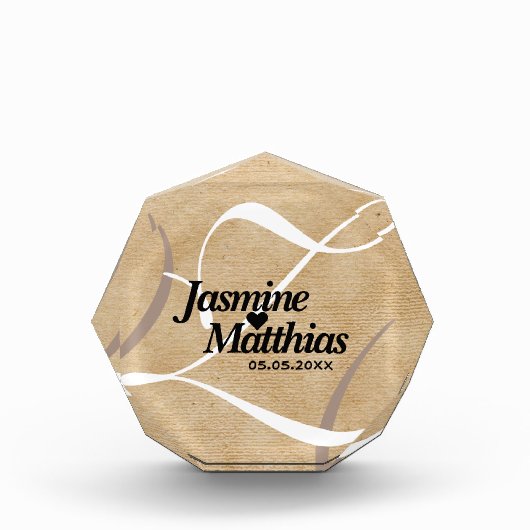 Rustic Elegant  Monogram Burlap Wedding Fotoblokken (Voorkant)