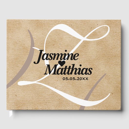 Rustic Elegant  Monogram Burlap Wedding Gastenboek (Voorkant)