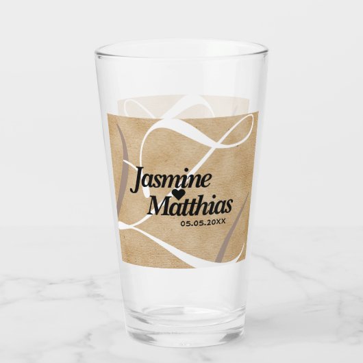 Rustic Elegant Monogram Burlap Wedding Glas (Achterkant)