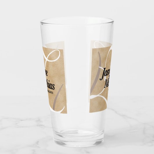 Rustic Elegant Monogram Burlap Wedding Glas (Rechts)