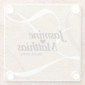 Rustic Elegant  Monogram Burlap Wedding Glazen Onderzetter (Achterkant)