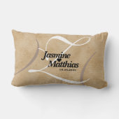 Rustic Elegant  Monogram Burlap Wedding Kussen (Achterkant)