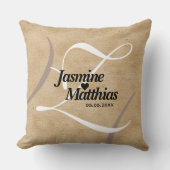 Rustic Elegant Monogram Burlap Wedding Kussen (Voorkant)