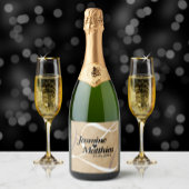 Rustic Elegant Monogram Burlap Wedding Sparkling Wijnetiket